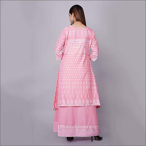Ladies Rayon Peach Shrug Kurti With Long Shrug