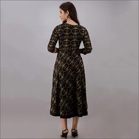 Ladies Rayon Black Kurti Long Gown