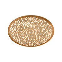 Jaali Decorative Iron Tray - 9x9 Inches, Golden Finish | Handcrafted Luxury Centerpiece, Elegant Ornamental Design, Durable Metal, Lightweight, Easy To Clean