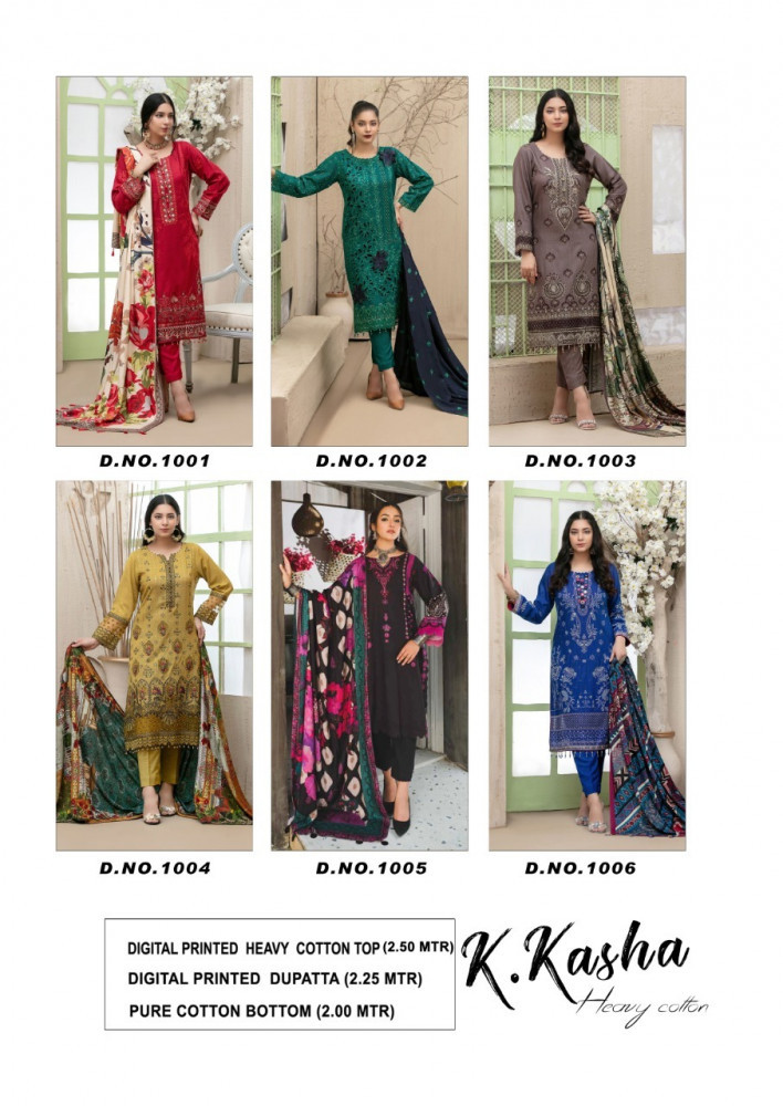 Keval Fab K Kasha Vol-1 Heavy Cotton Karachi Printed Suits Catalog