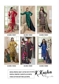 Keval Fab K Kasha Vol-1 Heavy Cotton Karachi Printed Suits Catalog
