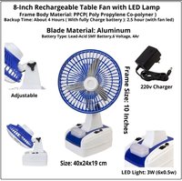 Rechargeable Fan Blade Diameter: 6 Inch (in)