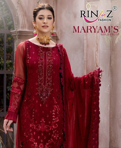 Rinaz Maryams Gold Vol-17 Faux Gerorgette Pakistani Suits Catalog