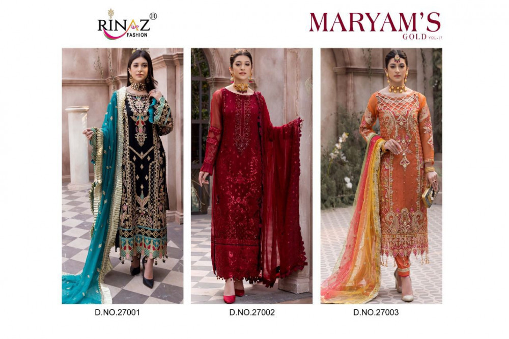 Rinaz Maryams Gold Vol-17 Faux Gerorgette Pakistani Suits Catalog
