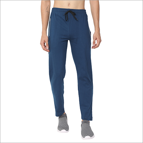 Mens Cotton Airforce Blue Regular Fit Track Pants