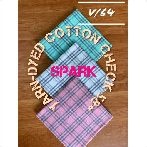 Yarn Dyed Cotton Check Printed Shirt Fabric