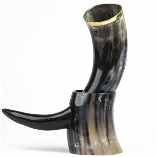 Horn Large Viking Drinking Mug With Horn Stand