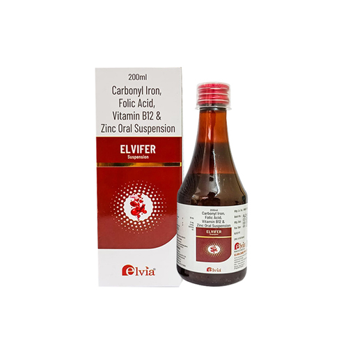 Carbonyl Iron 50 mg, Folic Acid 500 mcg, Vitamin b12 6 mcg with Zinc 11 mg Syrup By ELVIA CARE PVT. LTD.