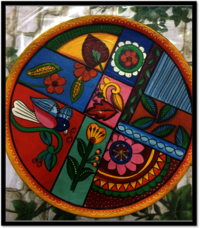 Flower Bird Decorative Wall Plates - Color: Multi