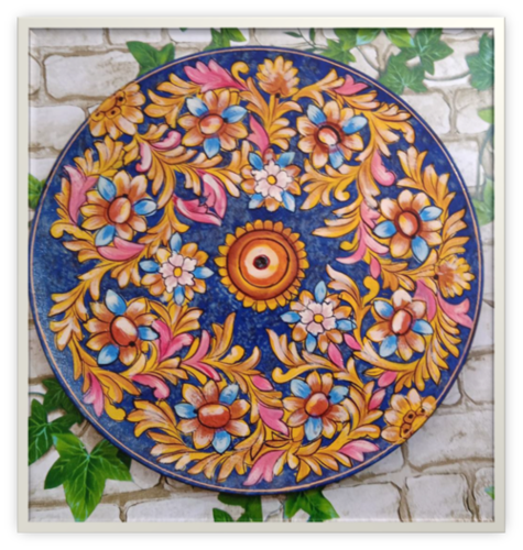 Blue Flower Wall Decorative Plate - Color: Multi