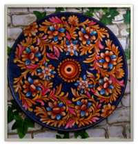 Blue Flower Wall Decorative Plate - Color: Multi