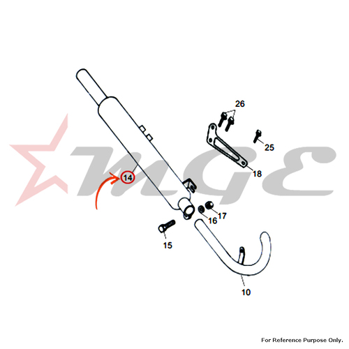 Silencer, Long For Royal Enfield - Reference Part Number - #145435/C, #144193