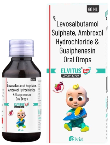 Levosalbutamol 0.5 mg Ambroxol Hydrochloride 15 mg Guaiphenesin 50mg Syrup By ELVIA CARE PVT. LTD.