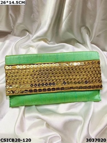 Multi Raw Silk Ethnic Evening Clutch Bag