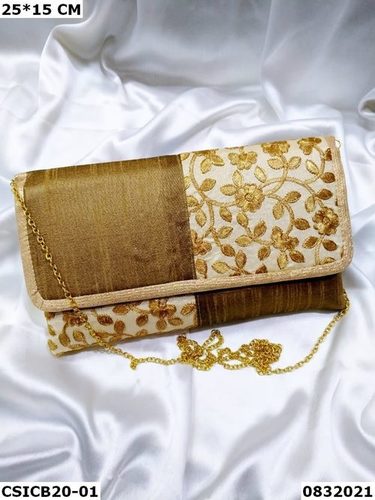 Raw Silk Ethnic Evening Clutch Bag
