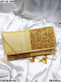 Raw Silk Ethnic Evening Clutch Bag