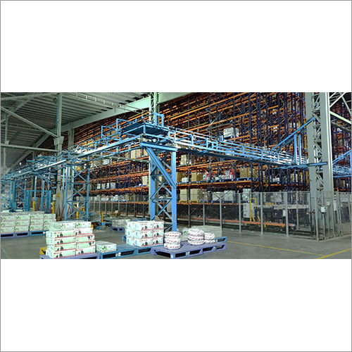 Blue Overhead Pallet Transfer Conveyor