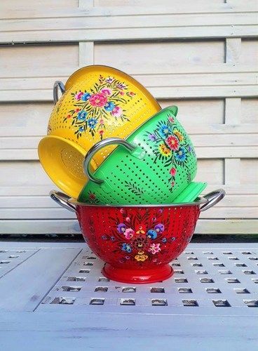 ENAMEL PRINTED COLANDER (K)