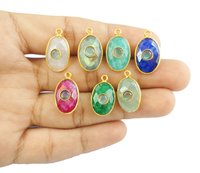 Newly Arrived Double Gemstone Charms Pendants 8x12mm Oval Gold Vermeil Bezel Set Gemstone Pendant Size: 8x12nn