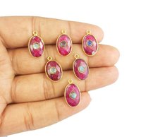 Newly Arrived Double Gemstone Charms Pendants 8x12mm Oval Gold Vermeil Bezel Set Gemstone Pendant