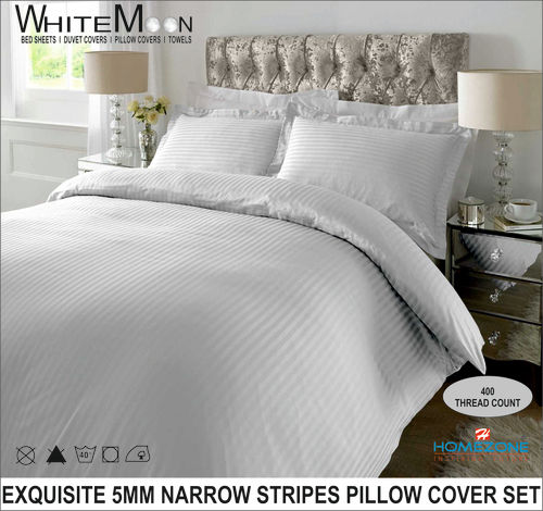 White Pillow Cover 300Tc Stripe