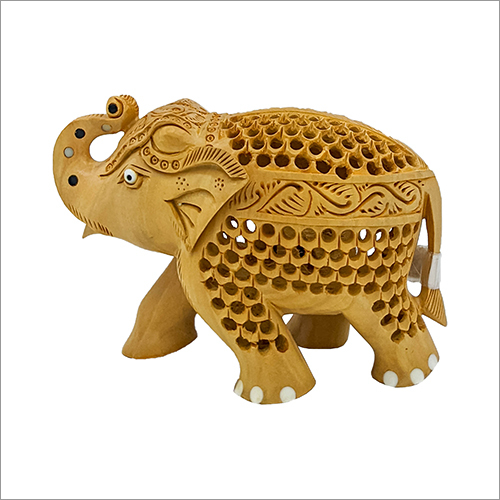 Wooden Carved And Jali Work Elephant