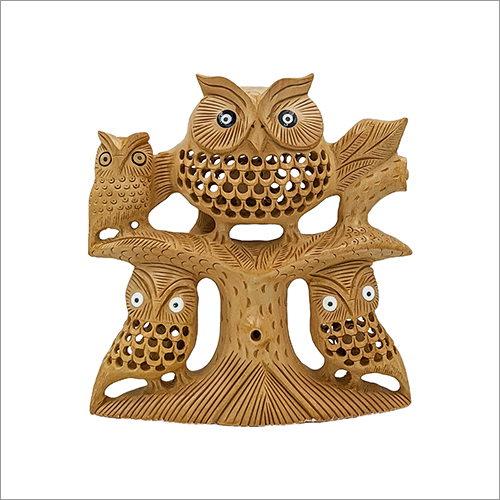 Wooden Owl Family 