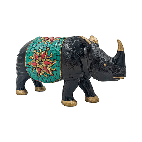 Hand Painted Stone Rhino
