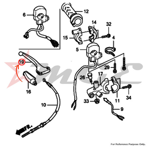 Lever Comp., R. Handle For Honda CBF125 - Reference Part Number - #53175-KFN-870