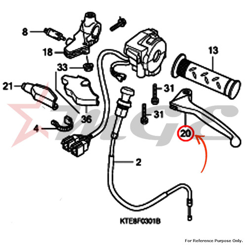 Lever Comp., L. Handle For Honda CBF125 - Reference Part Number - #53178-KWF-900