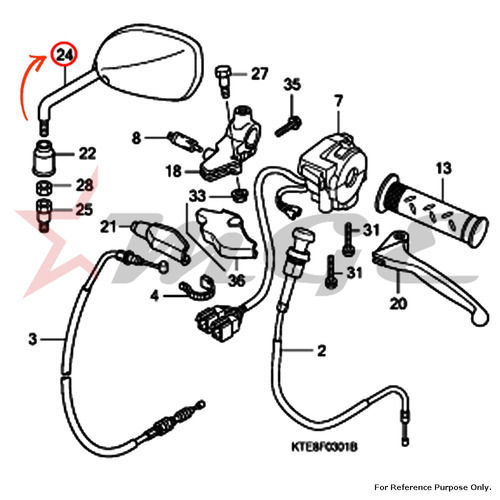 As Per Photo Mirror Comp., L. For Honda Cbf125 - Reference Part Number - #88220-kwf-901, #88220-kwf-840, #88220-kwf-841