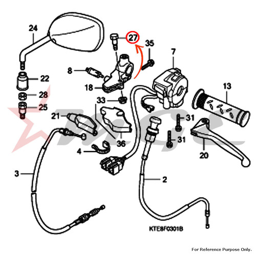 Bolt, Handle Lever Pivot For Honda CBF125 - Reference Part Number - #90114-428-870, #90114-310-000