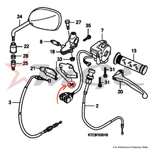 Cover, L. Handle Lever For Honda CBF125 - Reference Part Number - #53179-KWF-950