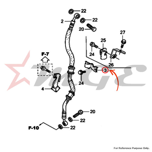 Clamper A, Fr. Brake Hose For Honda CBF125 - Reference Part Number - #45155-KTE-920