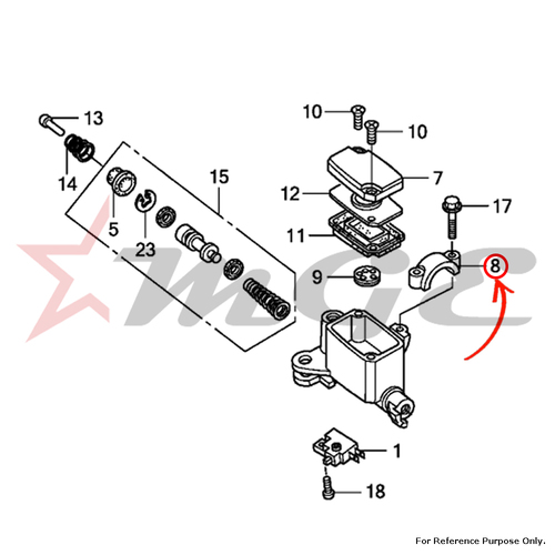 Holder, Master Cylinder For Honda CBF125 - Reference Part Number - #45517-KCC-841