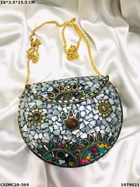 Designer Metal Mosaic Clutch Bag