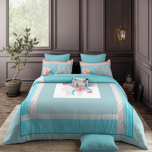 GIFTY_ 100%  Cotton  Printted Carnation  Double Bedsheet with 2 Pillow Cover ( Bedsheet Size : 230x250 Cm and Pillow Cover Size :44*68 cm)