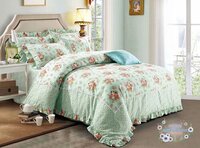 Gifty Roses and Frills King Size Double Bedsheet