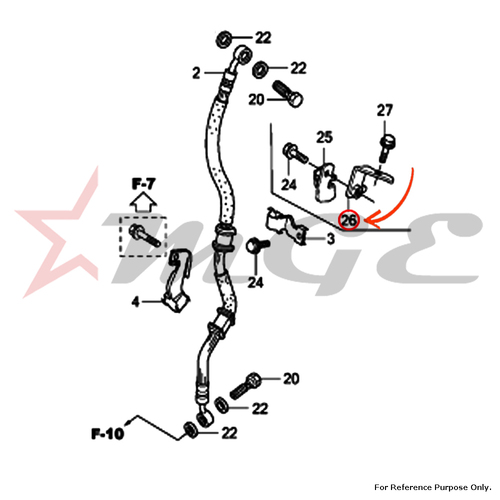 Stay Comp., Brake Hose Clamper For Honda CBF125 - Reference Part Number - #45160-KWF-930