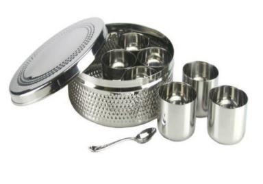 Stainless steel hammered spice box