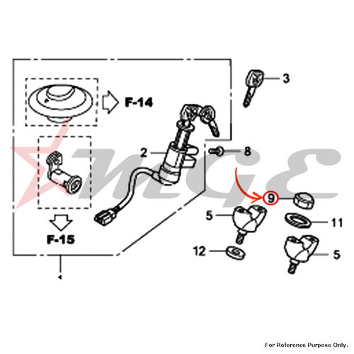 Nut, Steering Stem For Honda CBF125 - Reference Part Number - #90304-KSP-900