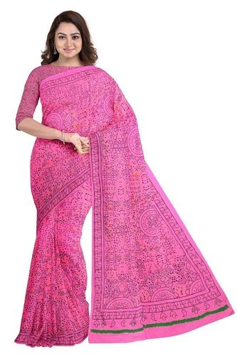 Pink Ladies Fancy Cotton Printed Sarees