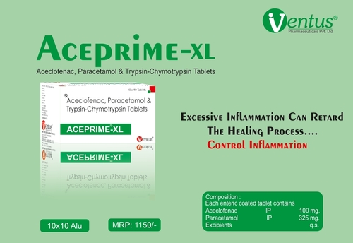 ACECLOFENAC, PARACETAMOL & TRYPSIN-CHYMOTRYPSIN 50000 IU