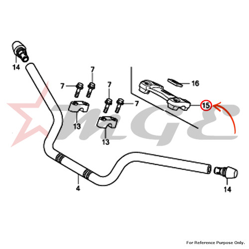 Holder, Handle Upper For Honda CBF125 - Reference Part Number - #53131-KWF-900ZA