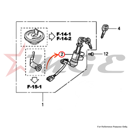 As Per Photo Switch Assy., Combination & Lock For Honda Cbf125 - Reference Part Number - #35100-Kwf-901