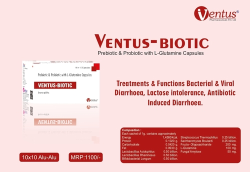 Prebiotic Probiotic with L Glutamine Capsules By VENTUS PHARMACEUTICALS PRIVATE LIMITED