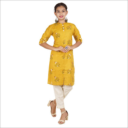 Girls Floral Printed Kurti Pant Set