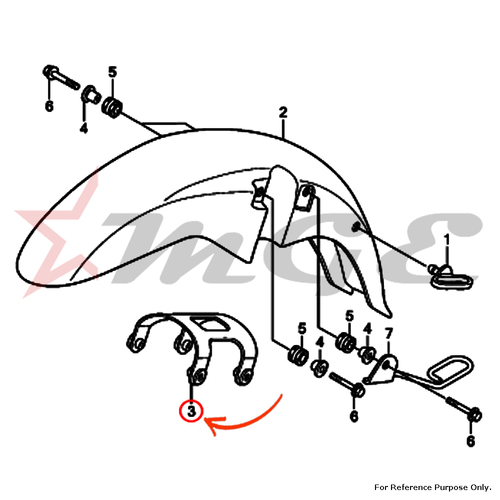 Stay, Fr. Fender For Honda CBF125 - Reference Part Number - #61102-KTE-910, #61102-KWF-900, #61102-KWF-950