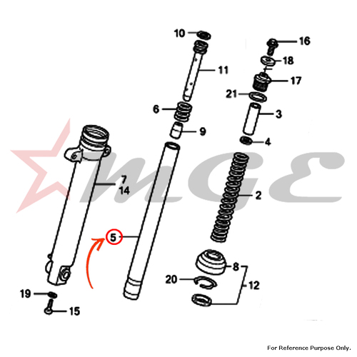 Pipe Comp., Fr. Fork For Honda CBF125 - Reference Part Number - #51410-KTE-911, #51410-KWF-901, #51410-KTE-A01