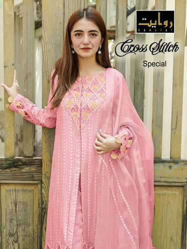 Rawayat Cross Stitch Special Faux Georgette Embroidery Suits Catalog
